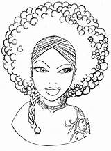 Coloring Pages Afro Girl Hair African American Curly Adult Girls Printable Drawing Sheets Color Natural Wavy Book Print Shondra Journals sketch template