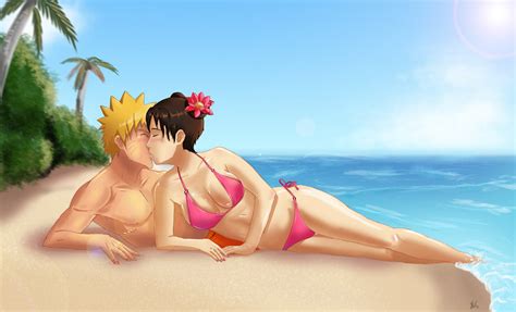 Commission Naruto X Tenten Summer Kiss By Amenoosa On