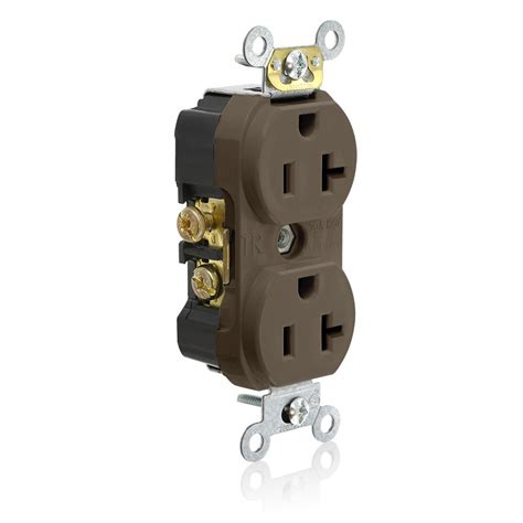 leviton  amp commercial grade tamper resistant side wired  grounding duplex outlet brown