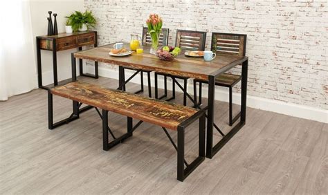 reclaimed wood dining table  bench  chair  bl