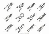Outline Vector Clothespins sketch template