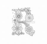 Coloring Adult Letters Floral Pages Book Hand Alphabet Choose Board Lettering sketch template
