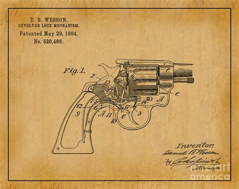 wesson revolver lock mechanism patent art  digital art  nishanth gopinathan fine art