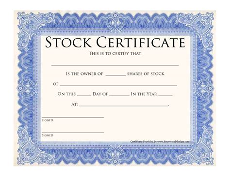 stock certificate template eqvista