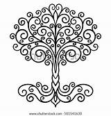 Mandala Tree Coloring Shutterstock Vector Doodle Illustration Book Natalia Element Decor Adult Portfolio Tattoo Style sketch template