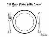 Plate Coloring Food Healthy Pages Sheets Drawing Dinner Colouring Template Printable Sketch Color Print Getdrawings Flannel Boards Weather Spoon Google sketch template