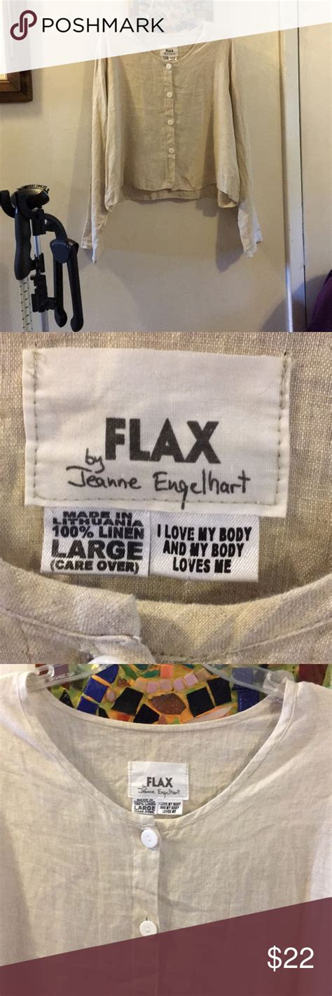 flax by jean engelhart beige button down linen top linen top beige