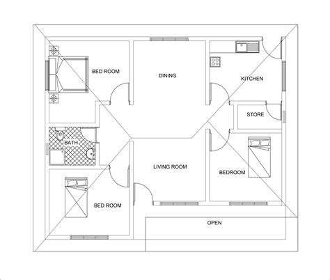 bed room  house plan  dwg cad file