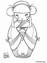 Japonaise Enfants Coloriages Poupee Kokeshi sketch template