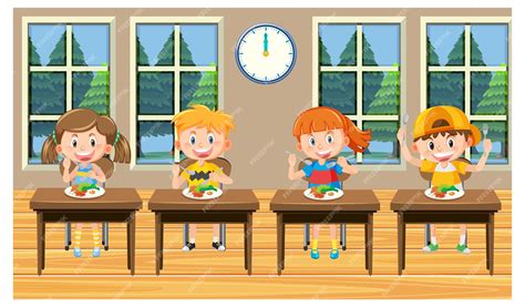 premium vector children  healthy lunch  school