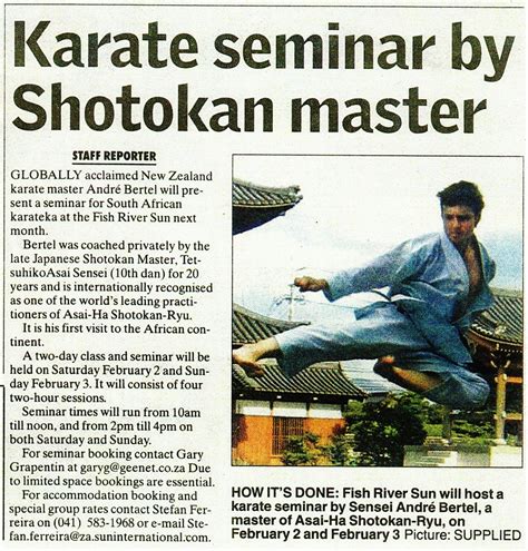 andre bertels karate  south african newspaper articles