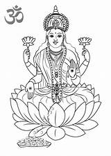 Lakshmi Coloring Pages Mata Sketch Printable Template Hinduism sketch template