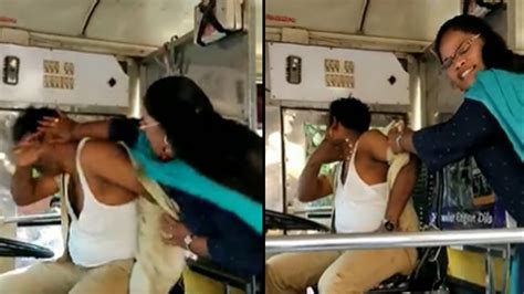 Woman Attacked Bus Driver In Vijayawada