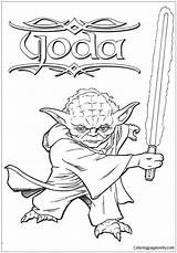 Master Yoda Pages Coloring Color Online sketch template