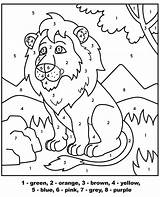 Lion Number Color Coloring Worksheet Simple African Print sketch template