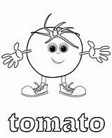 Tomato Coloring Worksheet English Kids Educational Print Color sketch template