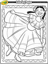 Coloring Mayo Cinco Pages Dancer Crayola Folklorico Printable Print Sheets Kids Drawing Mexican Heritage Hispanic Dress Dancing Dance Online Color sketch template