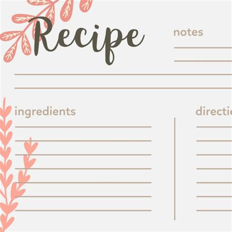 recipe template  word sample templates