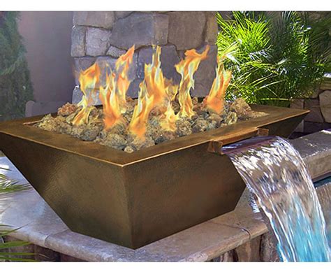 hammered copper gas fire pit water feature fine s gas