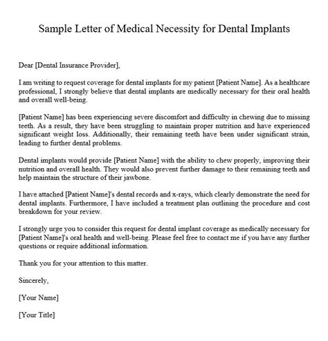 sample letter  medical necessity  dental implants culturo pedia