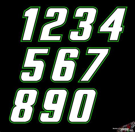 numbers  white  green   black background