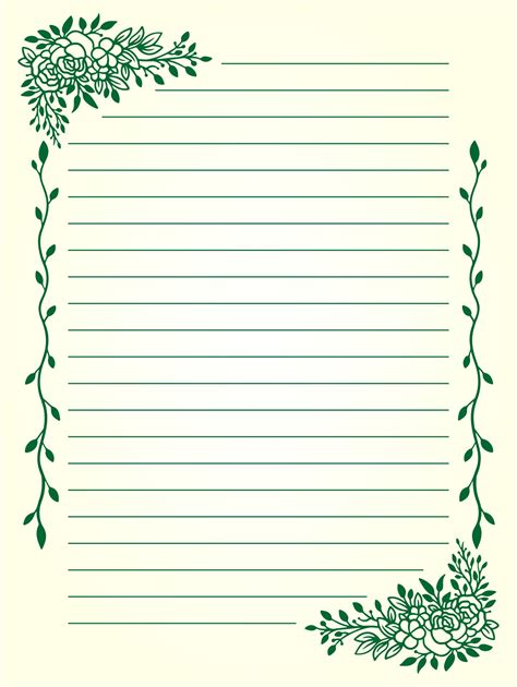 printable lined writing paper  borders