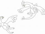 Lugia Shadow Coloring Pages Pokemon Template Lineart sketch template