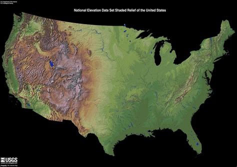 National Elevation Data Set Shaded Relief Of The U S From Usgs Map