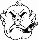 Man Grumpy Smoking Retro Clipart Cigar Illustration sketch template