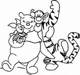 Pooh Tigger Coloring Piglet Hug Wecoloringpage Pages sketch template
