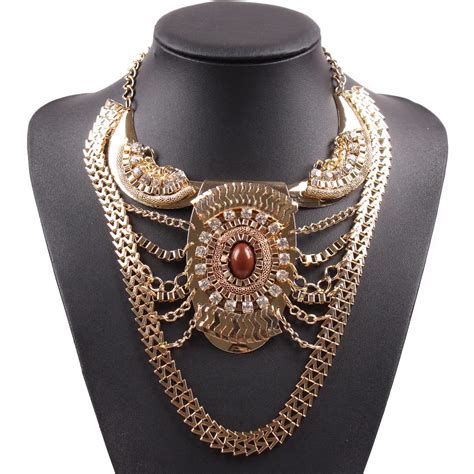 fashion   gold chain big pendant chunky statement choker necklace  women autumn