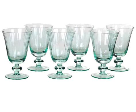 set of six ribbed glasses in clear or green by the forest and co