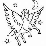 Unicorn Coloring Flying Printable Pages Easy Library Clipart Draw sketch template