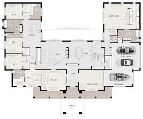 floor plan friday  shaped  bedroom family home  shaped house plans