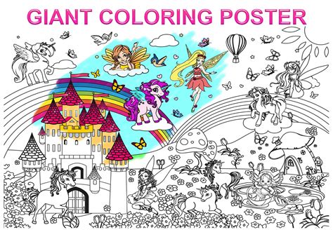 buy giant coloring unicorn  fairy wall huge coloring   kids