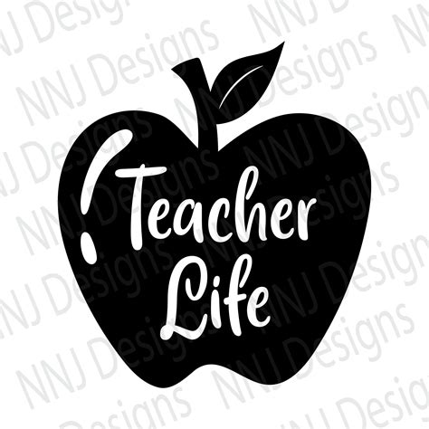 teacher life apple svg apple clipart   school teacher etsy