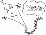 Kite Coloring Pages Drawing Flying Color Face Kites Happy Getdrawings Getcolorings sketch template