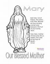 Mary Coloring Hail Mother Prayer Blessed Activities Religion Subject sketch template