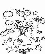 Drawing Vacations Vacation Vector Airplanes Freehand Paradise Flying Outline Tank Coloring Fish Concept Dream Island Books Good Colourbox Supplier sketch template