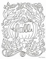 Coloring Fall Pages Leaves Thanksgiving Sheets sketch template