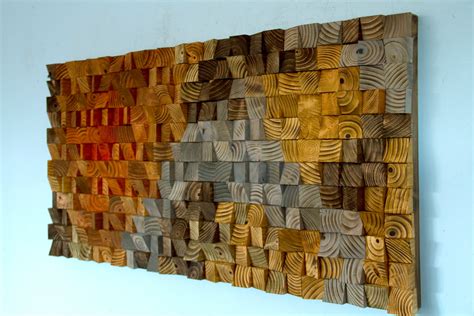 large rustic art wood wall sculpture abstract painting  wood art