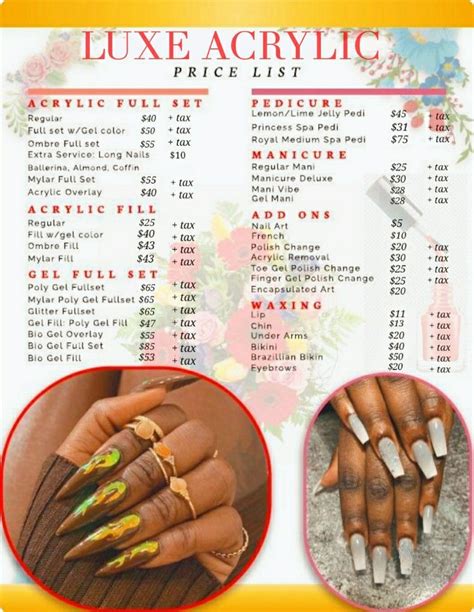 nail salon price list nail salon prices acrylic nails price nail prices