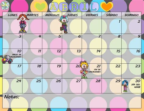 bonitos  creativos disenos de los calendarios del mes de abril material educativo