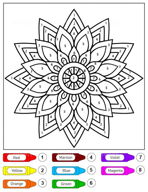 mandala stars  kids color  number coloring page  printable