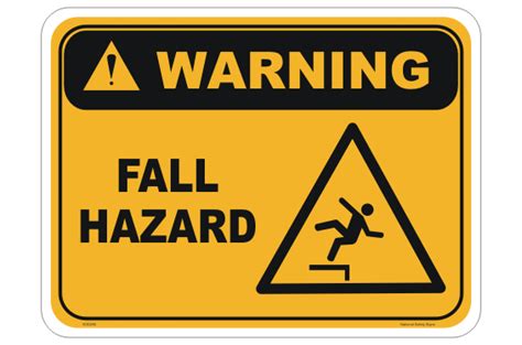 fall hazard warning sign  national safety signs