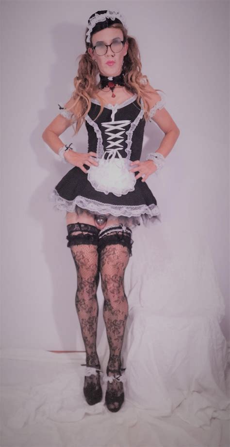 sissy in maid dress and chastity photo 2