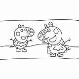 Peppa Coloring Muddy Puddles sketch template