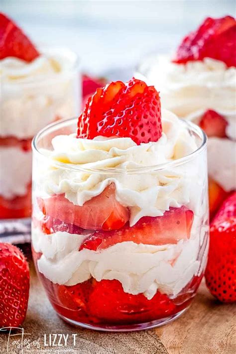 strawberries cream mini parfaits macerated strawberries   vanilla flavored whipped cream