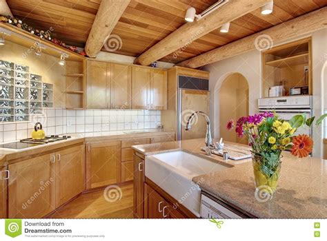 southwest style kitchen stock image image  open flowers