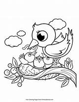 Birds Baby Coloring Nest Spring Mother Printable Pages Pdf sketch template